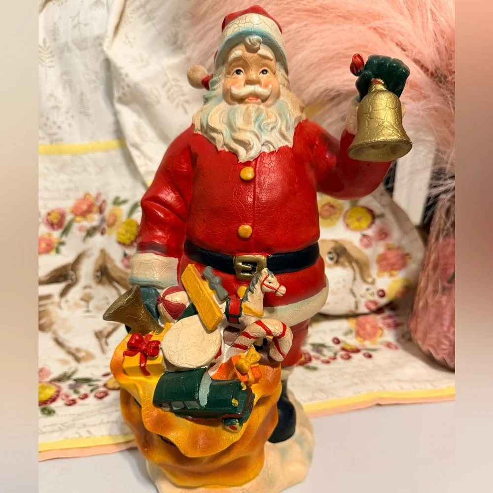 One Hundred 80 Degrees Santa Claus Figurine Vintage Retro Style Toy Bag Bell 13